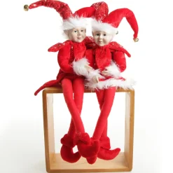 Red Elf Sitting Christmas Ornament Christmas Elves And Fairies|