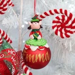 Red Girl Elf Christmas Character Bauble Personalised Baubles|