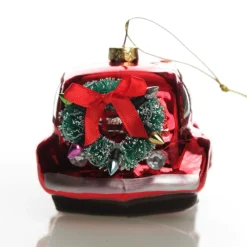 Red Glass Car with Christmas Wreath Tree Decoration Christmas Tree Decorations|