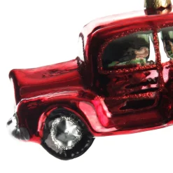 Red Glass Car with Christmas Wreath Tree Decoration Christmas Tree Decorations|