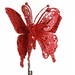 Red Glitter and Sequin Butterfly Clip Butterflies And Birds|