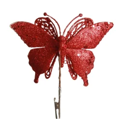 Red Glitter and Sequin Butterfly Clip Butterflies And Birds|