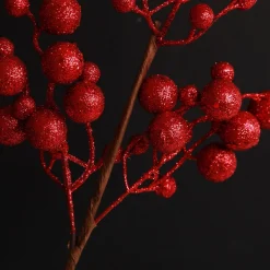 Red Glitter Berry Pick - Set of 2 Christmas Tree Picks|