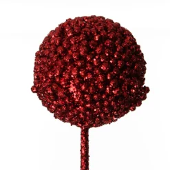 Red Glitter Christmas Ball Trio Pick Christmas Tree Picks|