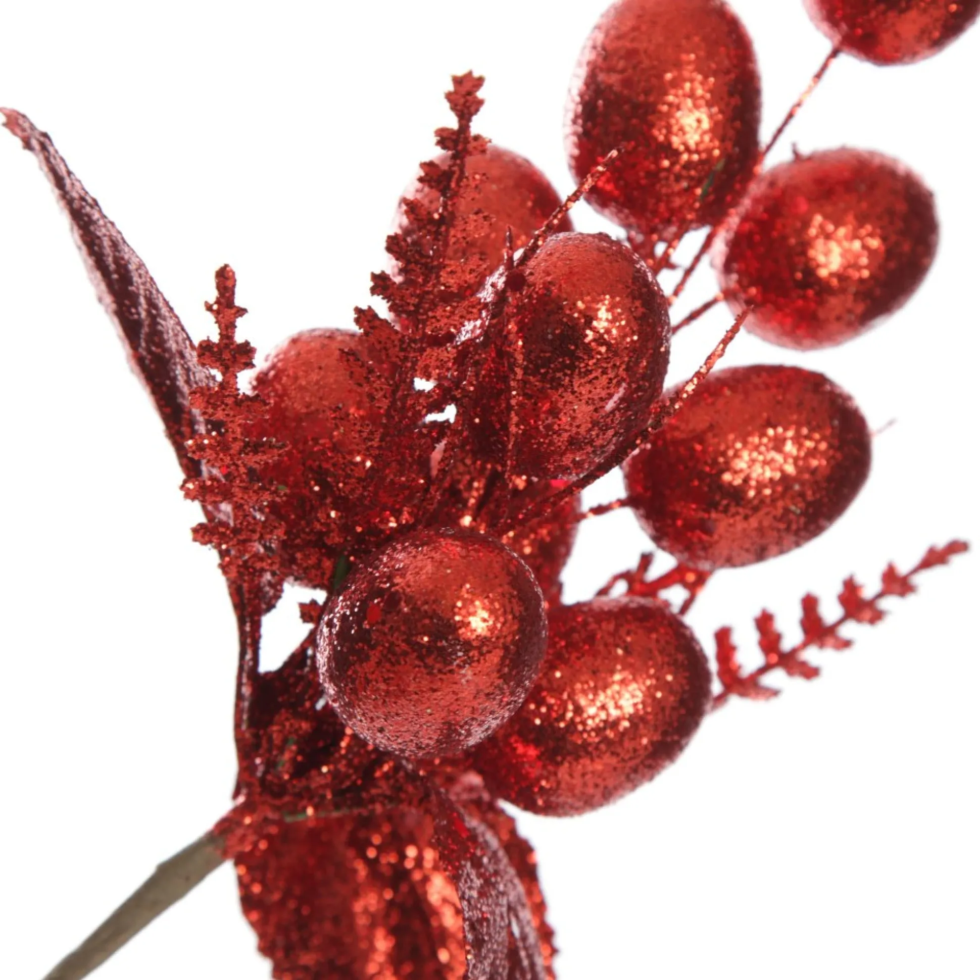 Red Glitter Fruit and Nut Christmas Picks - Set of 2 Christmas Pick|