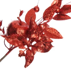 Red Glitter Fruit and Nut Christmas Picks - Set of 2 Christmas Pick|