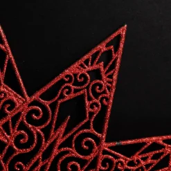 Red Glitter Hanging Christmas Star Snowflakes And Stars|