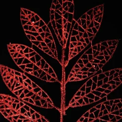 Red Glitter Mesh Leaf Pick - Set of 2 Christmas Pick|