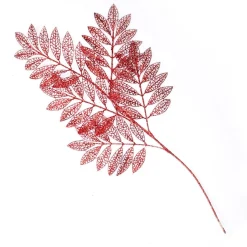 Red Glitter Mesh Leaf Spray Christmas Sprays|