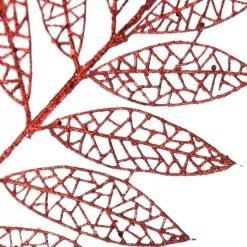 Red Glitter Mesh Leaf Spray Christmas Sprays|