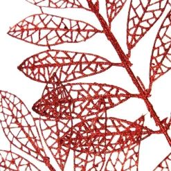 Red Glitter Mesh Leaf Spray Christmas Sprays|