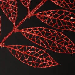 Red Glitter Mesh Leaf Spray Christmas Sprays|