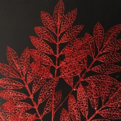 Red Glitter Mesh Leaf Spray Christmas Sprays|