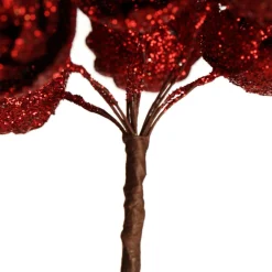 Red Glitter Pinecone Clusters - Set of 2 Pinecones And Acorns|