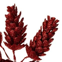 Red Glitter Pinecone Clusters - Set of 2 Pinecones And Acorns|