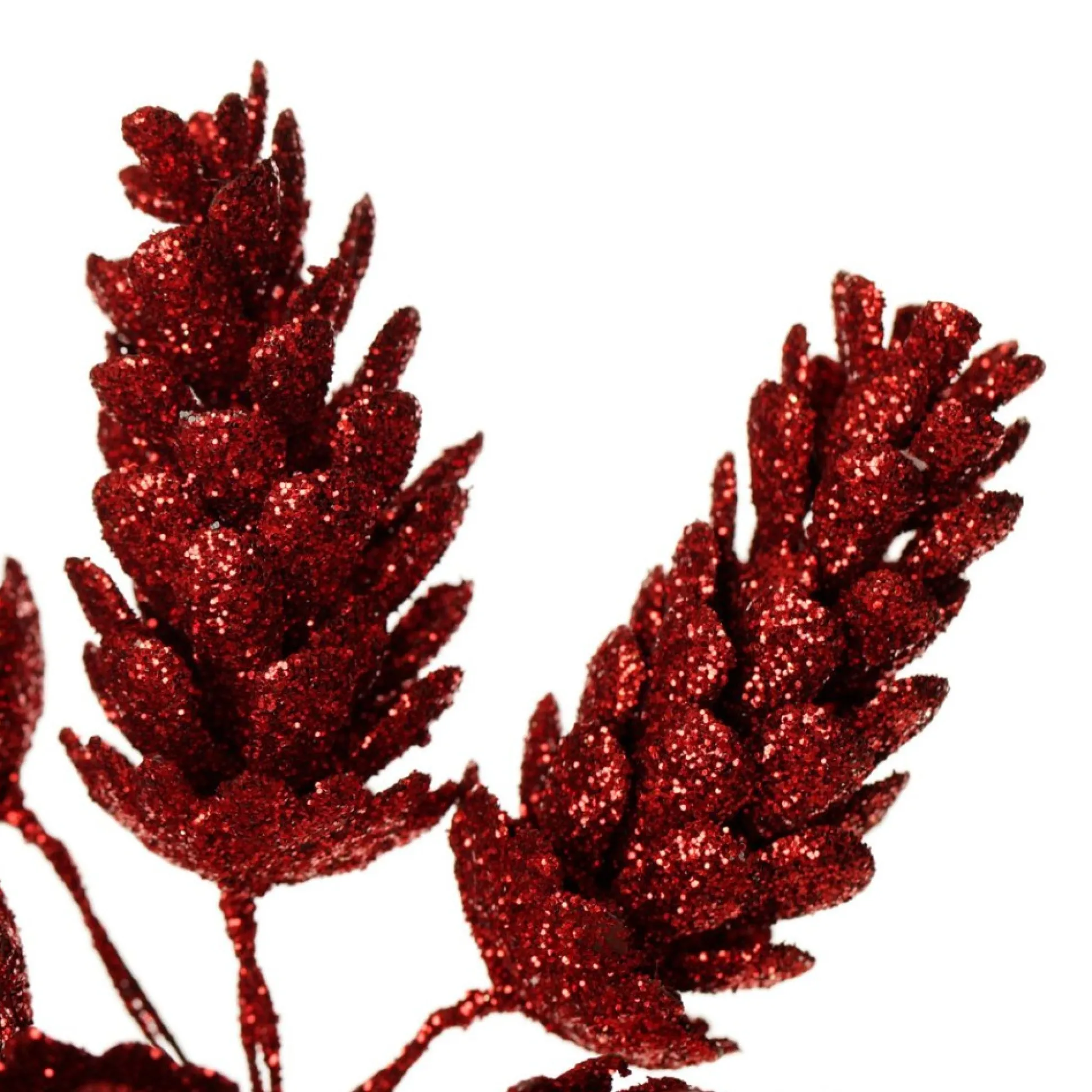 Red Glitter Pinecone Clusters - Set of 2 Pinecones And Acorns|
