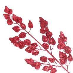 Red Glitter Sequin Leaf Spray Christmas Sprays|
