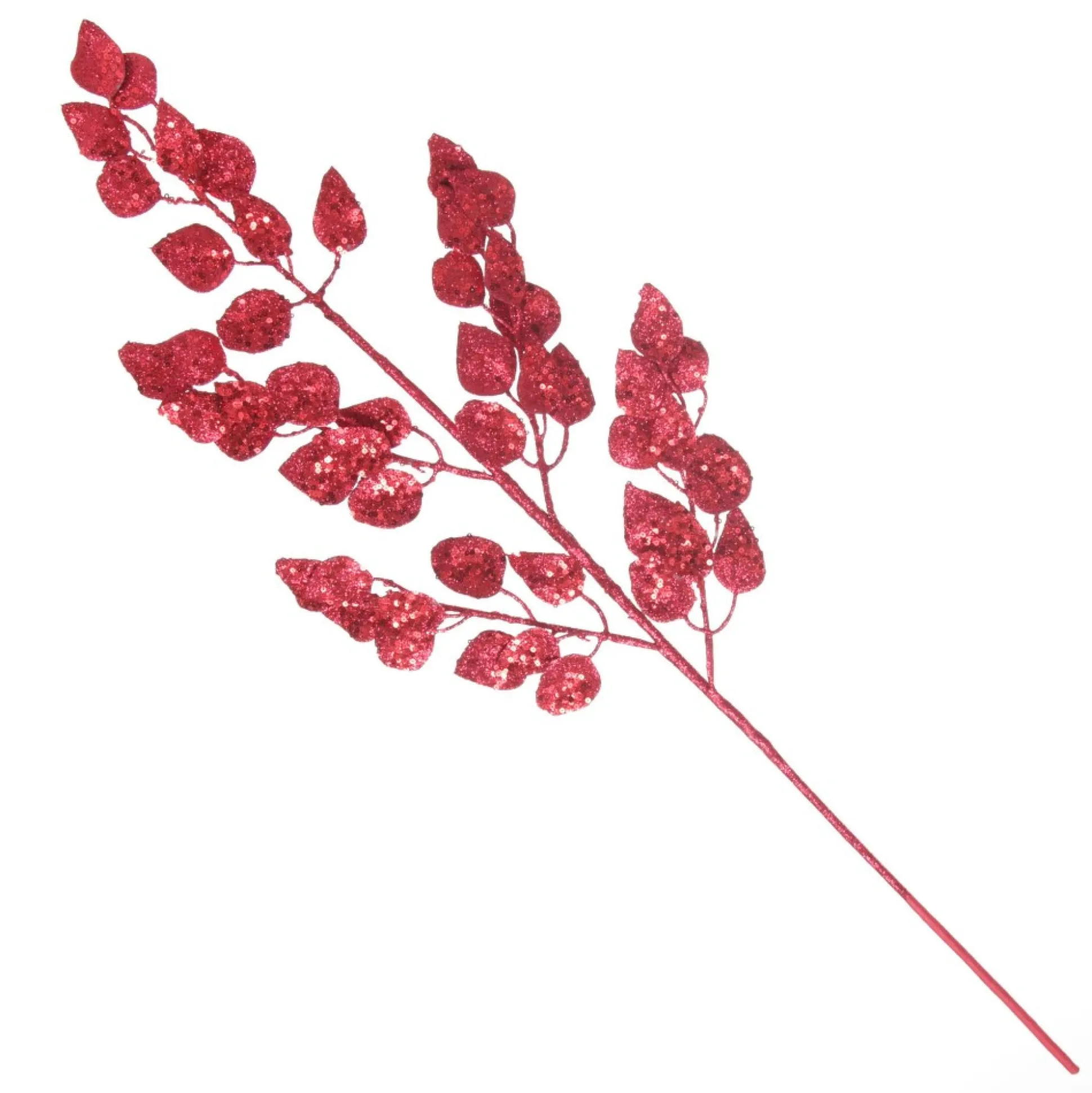Red Glitter Sequin Leaf Spray Christmas Sprays|