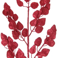 Red Glitter Sequin Leaf Spray Christmas Sprays|