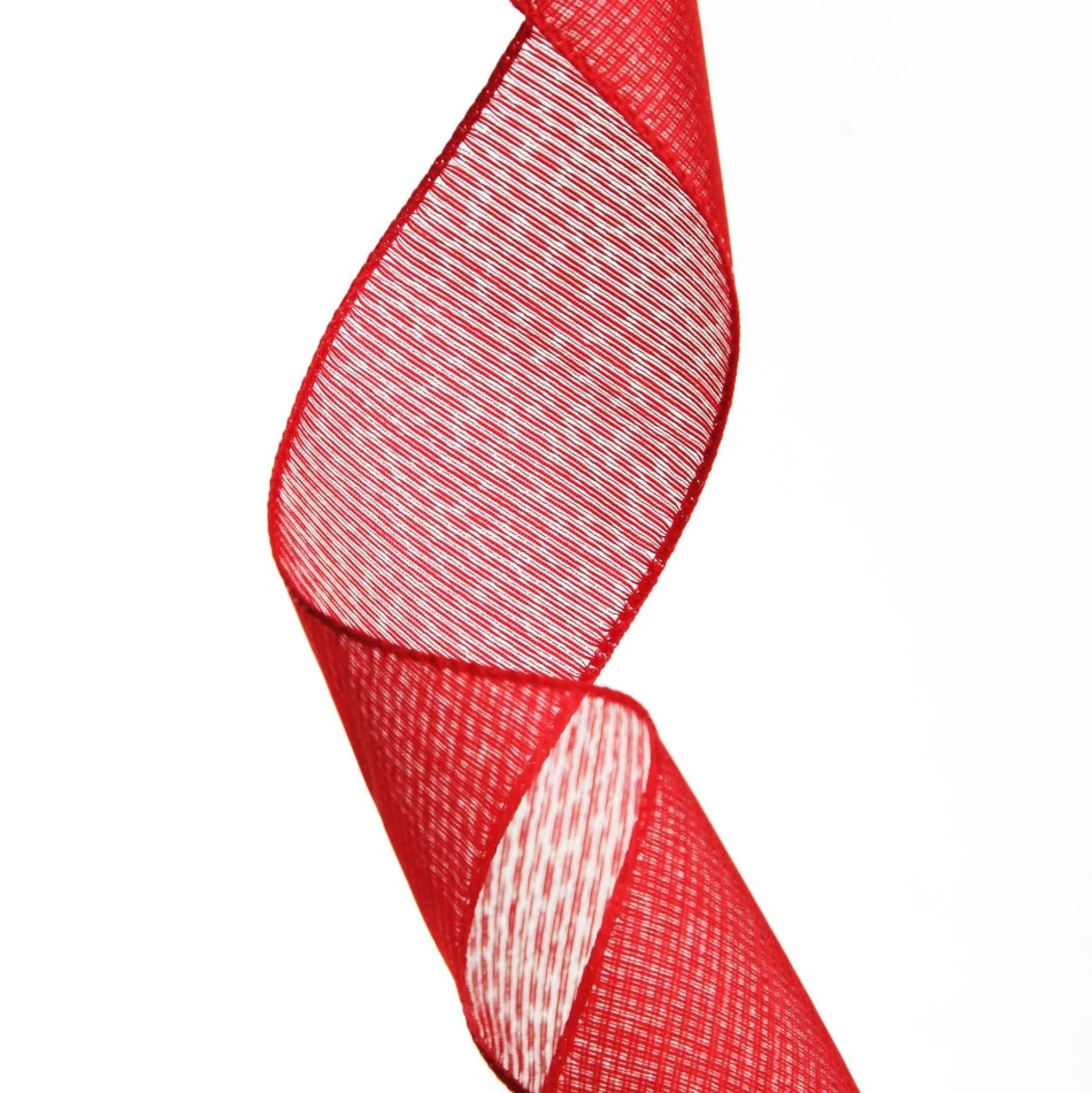 Red Glitter Sheer Stripe Wired Ribbon - 6.25cm Ribbons|