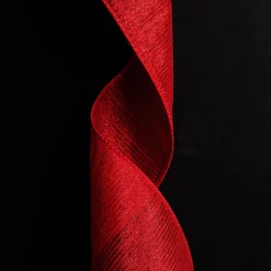 Red Glitter Sheer Stripe Wired Ribbon - 6.25cm Ribbons|