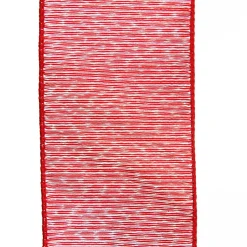 Red Glitter Sheer Stripe Wired Ribbon - 6.25cm Ribbons|