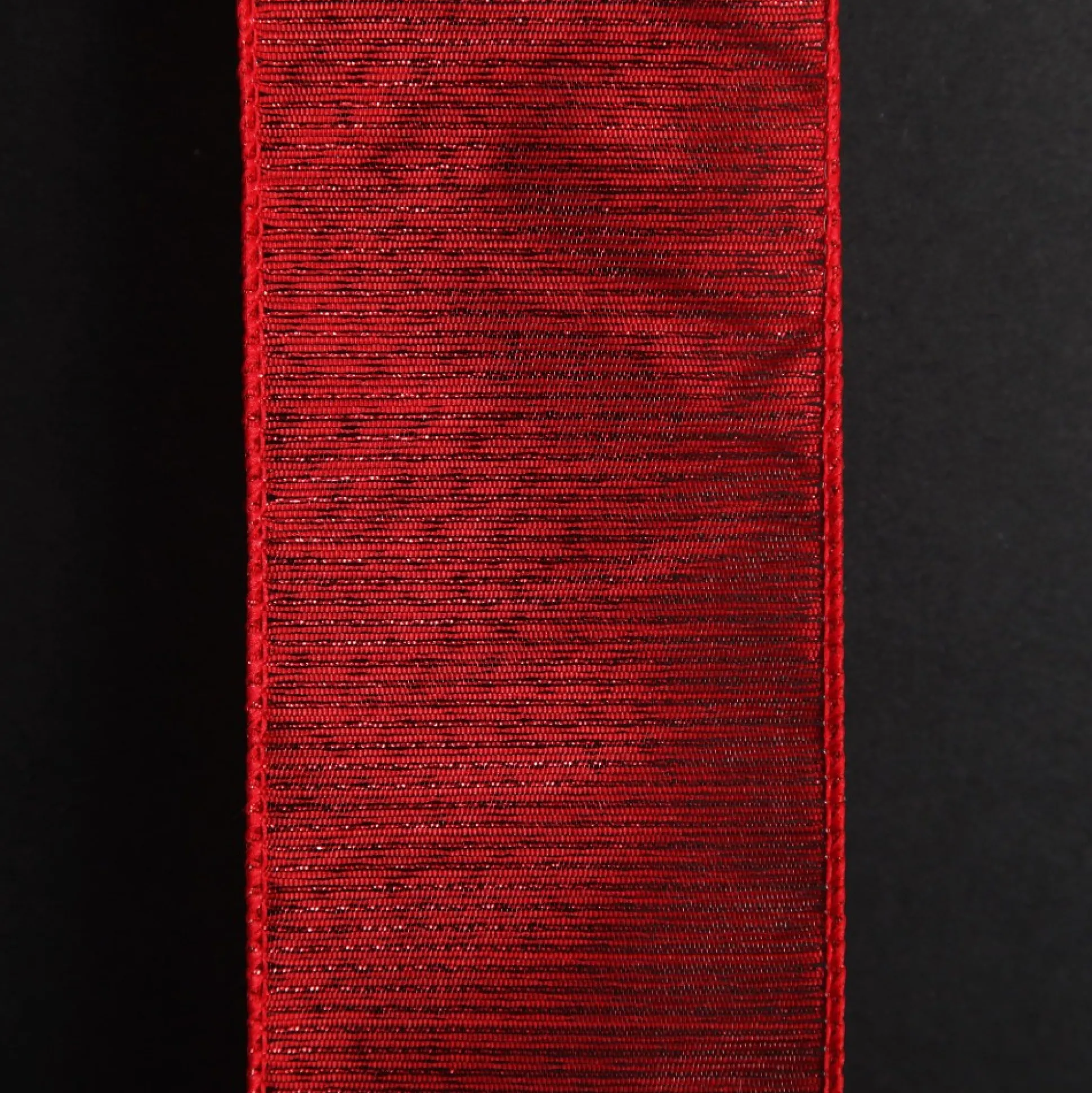 Red Glitter Sheer Stripe Wired Ribbon - 6.25cm Ribbons|