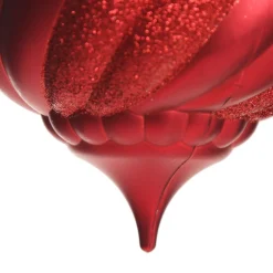 Red Glitter Swirl Christmas Onion Bauble Finials And Drops|
