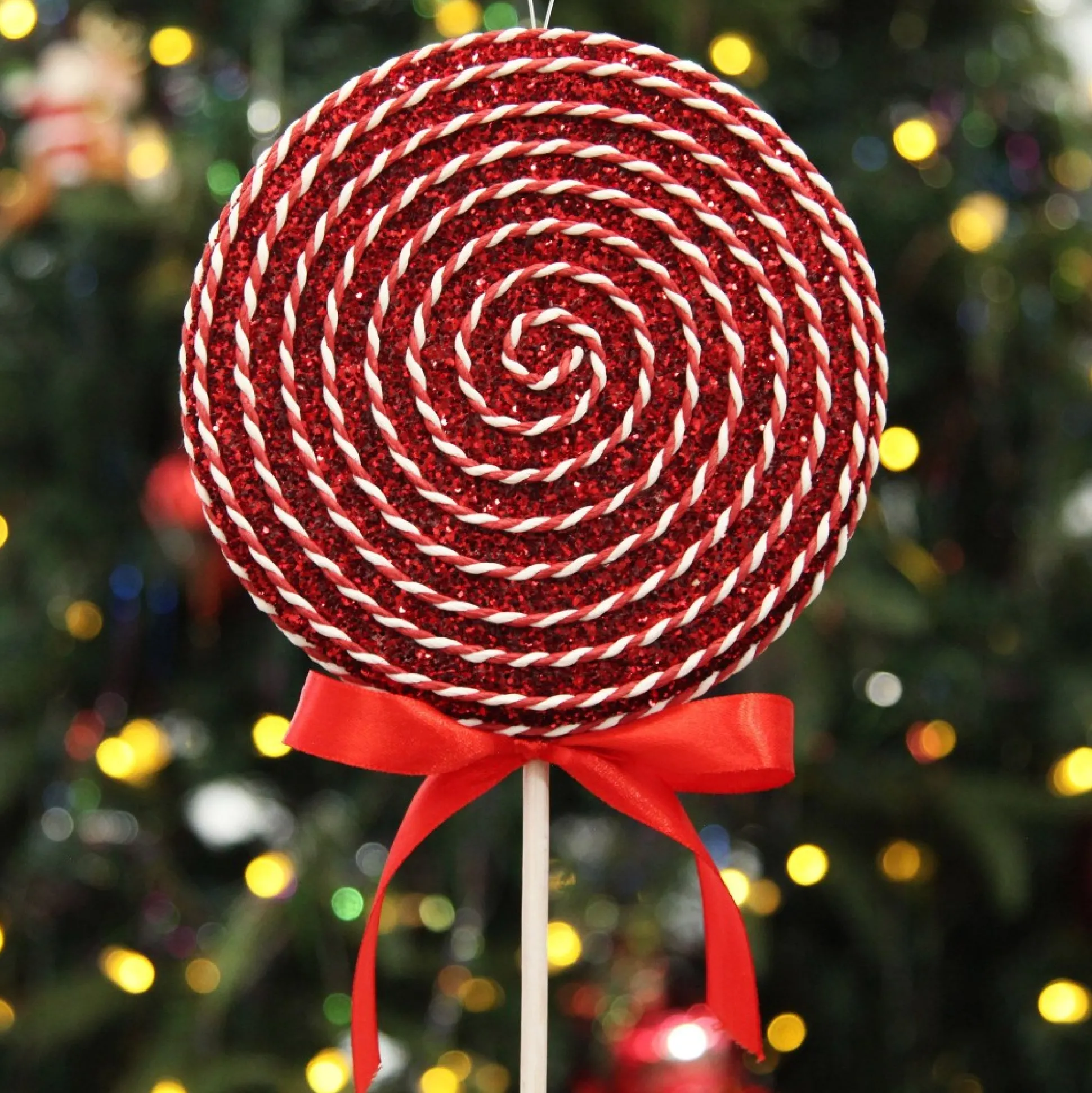 Red Glitter with Twine Lollipop Christmas Decoration Christmas Tree Decorations|