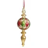 Red, Green and Gold Diamond Pressed Glass Christmas Finial Finials And Drops|