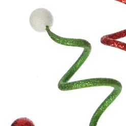 Red, Green and White Glitter Curly Christmas Pick Christmas Tree Picks|