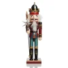 Red Jacket Nutcracker with Staff Christmas Ornament - Large Christmas Nutcrackers|