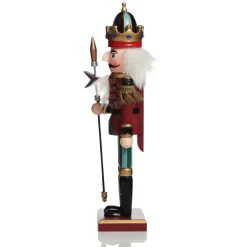 Red Jacket Nutcracker with Staff Christmas Ornament - Large Christmas Nutcrackers|