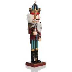Red Jacket Nutcracker with Staff Christmas Ornament - Large Christmas Nutcrackers|