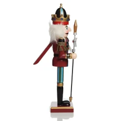 Red Jacket Nutcracker with Staff Christmas Ornament - Large Christmas Nutcrackers|