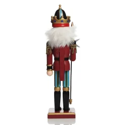 Red Jacket Nutcracker with Staff Christmas Ornament - Large Christmas Nutcrackers|