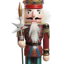 Red Jacket Nutcracker with Staff Christmas Ornament - Large Christmas Nutcrackers|