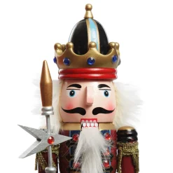 Red Jacket Nutcracker with Staff Christmas Ornament - Large Christmas Nutcrackers|