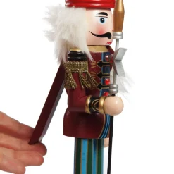 Red Jacket Nutcracker with Staff Christmas Ornament - Large Christmas Nutcrackers|