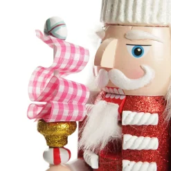 Red Jacket Peppermint Candy Wooden Nutcracker - Extra Large Christmas Nutcrackers|