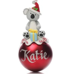 Red Koala Christmas Character Bauble Personalised Baubles|