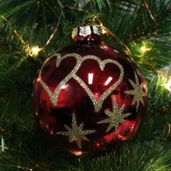 Red Love Hearts Christmas Bauble Personalised Baubles|