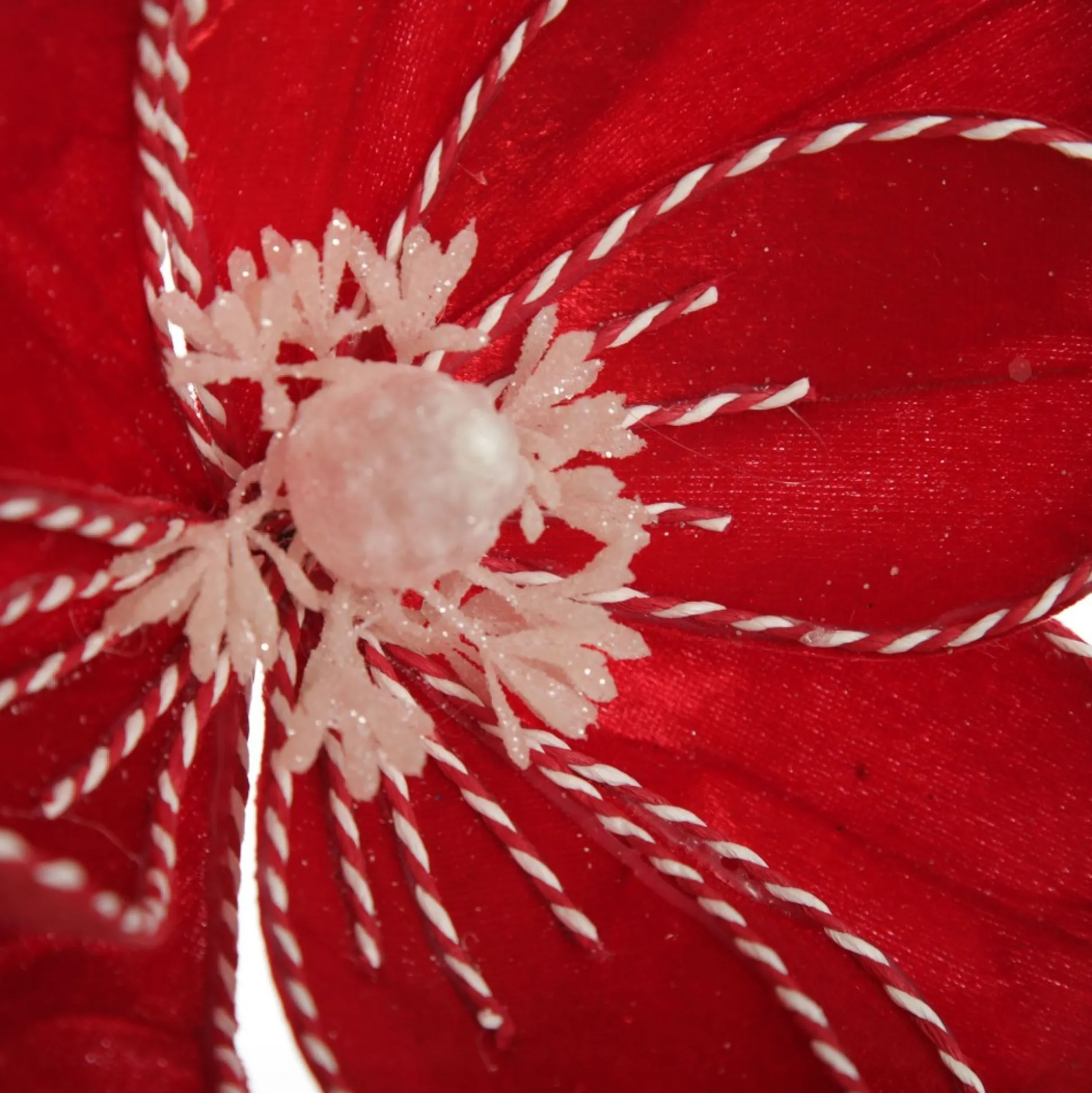 Red Magnolia Flower Stem with Twine Trim Christmas Flowers|
