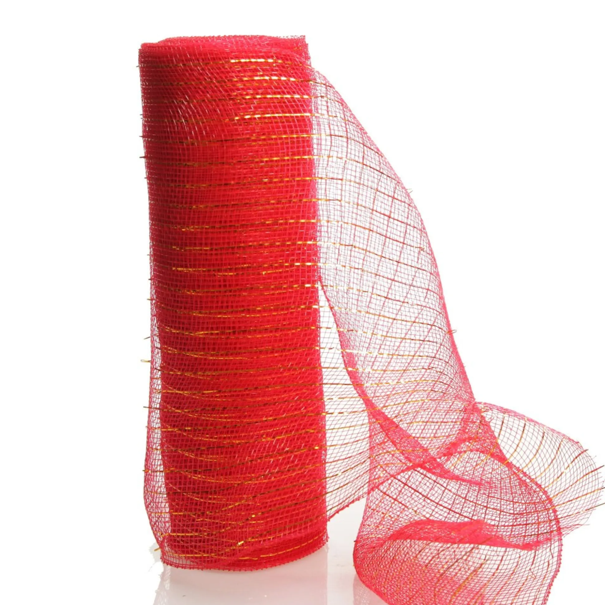 Red Metallic Thread Decomesh Roll Diy Wreaths|