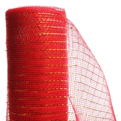 Red Metallic Thread Decomesh Roll Diy Wreaths|