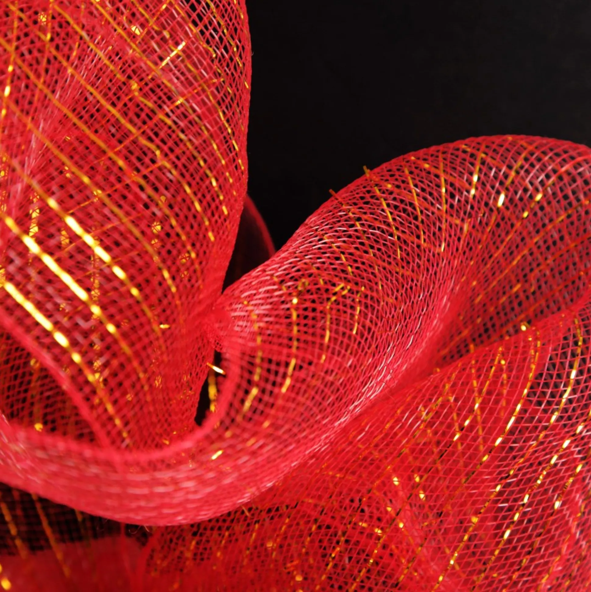 Red Metallic Thread Decomesh Roll Diy Wreaths|