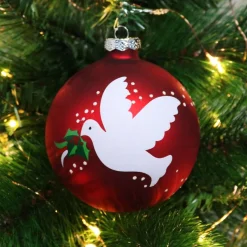 Red Peace Doves Christmas Bauble Personalised Baubles|
