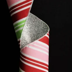 Red Pink Mint Peppermint Candy Stripe Christmas Wired Ribbon Garland Tree Garlands|