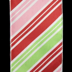 Red Pink Mint Peppermint Candy Stripe Christmas Wired Ribbon Garland Tree Garlands|