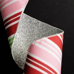 Red Pink Mint Peppermint Candy Stripe Christmas Wired Ribbon Garland Tree Garlands|